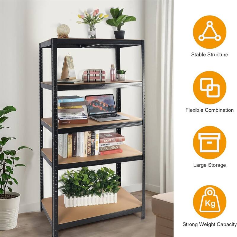 5 Tier Adjustable Metal Heavy Duty Open Shelves Organization