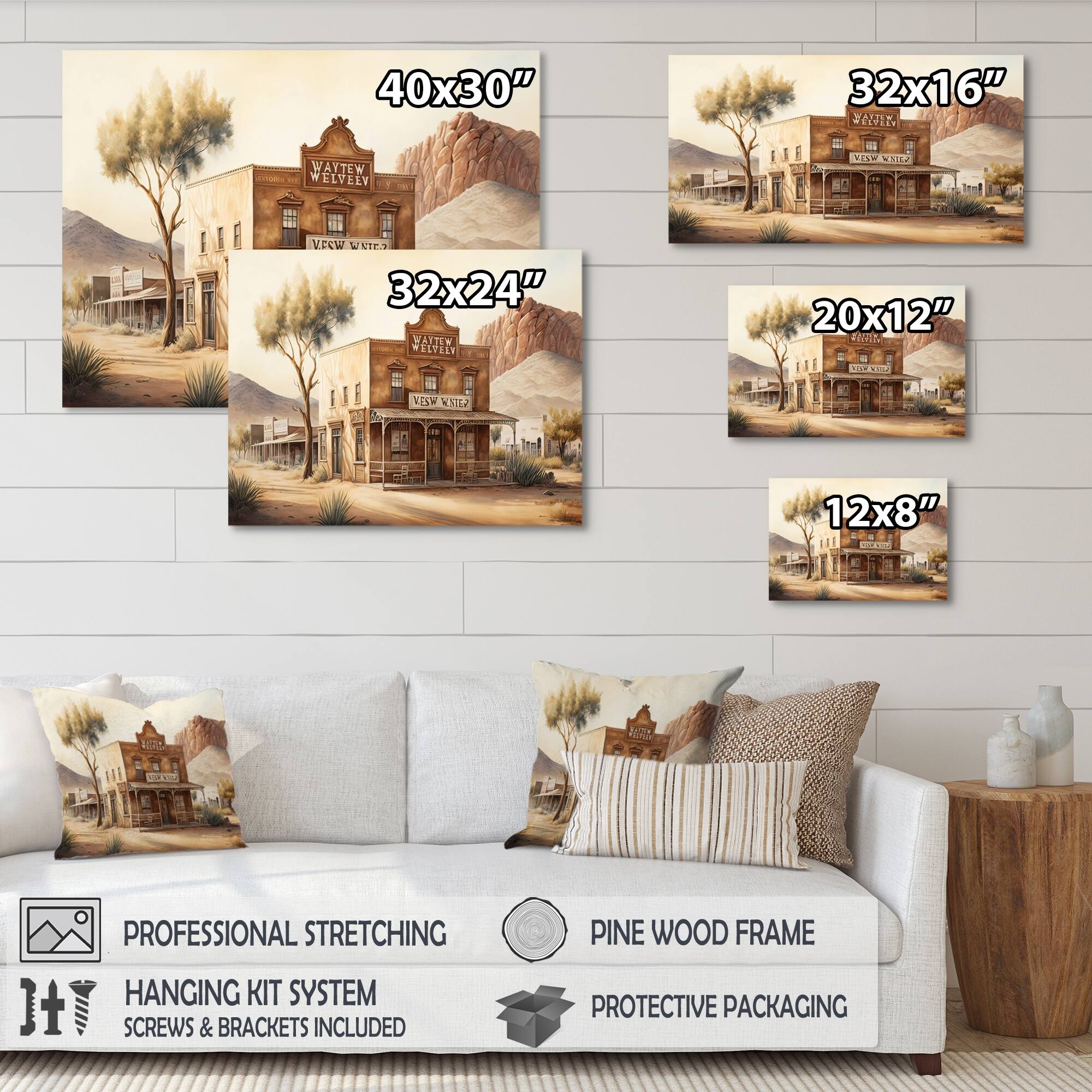 Designart 'Arizona Wild West Town IV' Southwestern Canvas Wall Art