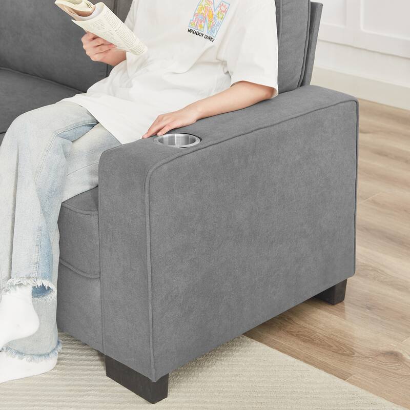 Anmytek 3-Seater Modern Snowfleece Fabric Sofa - Vacuum Compressed Couch