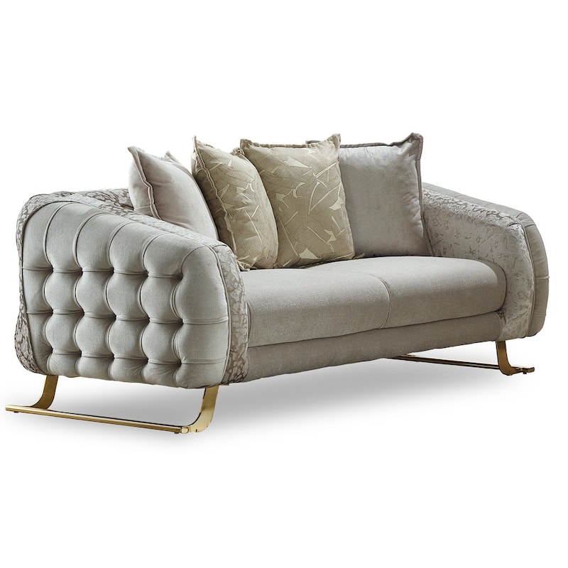 Laura 2-Pieces One Sofa One Loveseat Living Room Set, Metal Leg