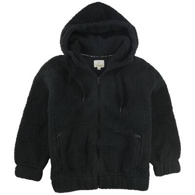 American Eagle Womens Zippered Pockets Hoodie Sweatshirt, Black, Medium