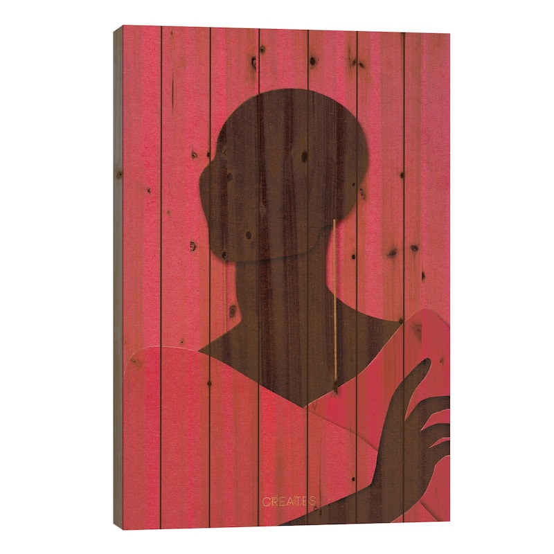Bald And Beautiful 'Pink' Print On Wood by Taku Creates - Multi-Color - 26x18x1.5