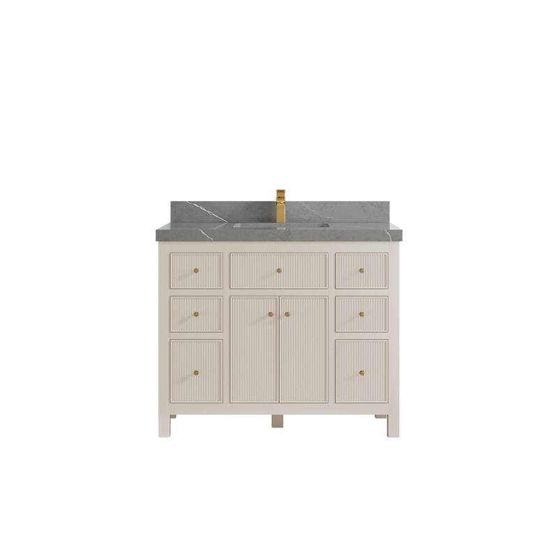 Willow Collections 42 in W x 22 in D Sonoma Free Standing Reeded Single Sink Bathroom Vanity with Countertop