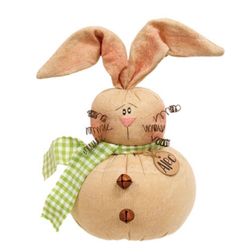 Alec Canvas Bunny Doll with Wired Ears and Rustic Details Seasonal Home Decor Plush - 11" H x 4.75" W x 5" D