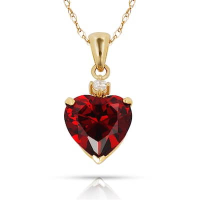 Curata 14k Yellow Gold 18" Birthstone Heart-Shaped Cubic Zirconia Pendant Necklace