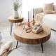 preview thumbnail 1 of 5, COZAYH 2-Piece Farmhouse Living Room Coffee Table Set, Nesting Coffee Table Round Natural Wood Finish Ring Pattern