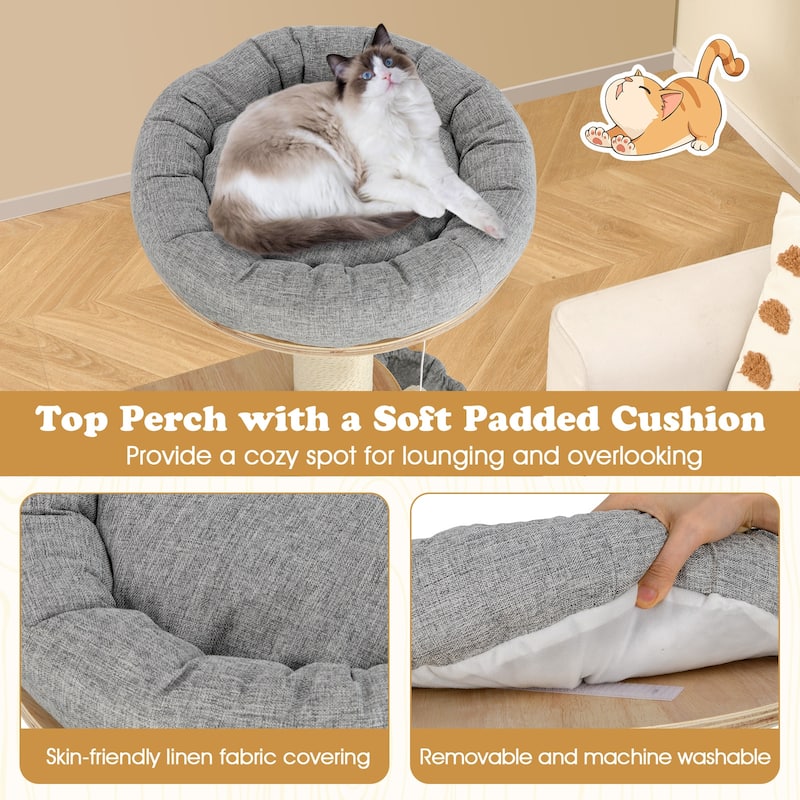 Modern 63-Inch Cat Tree with Perch, Condo, and Hammock, Ideal for Indoor Cats - 24" x 20" x 63"