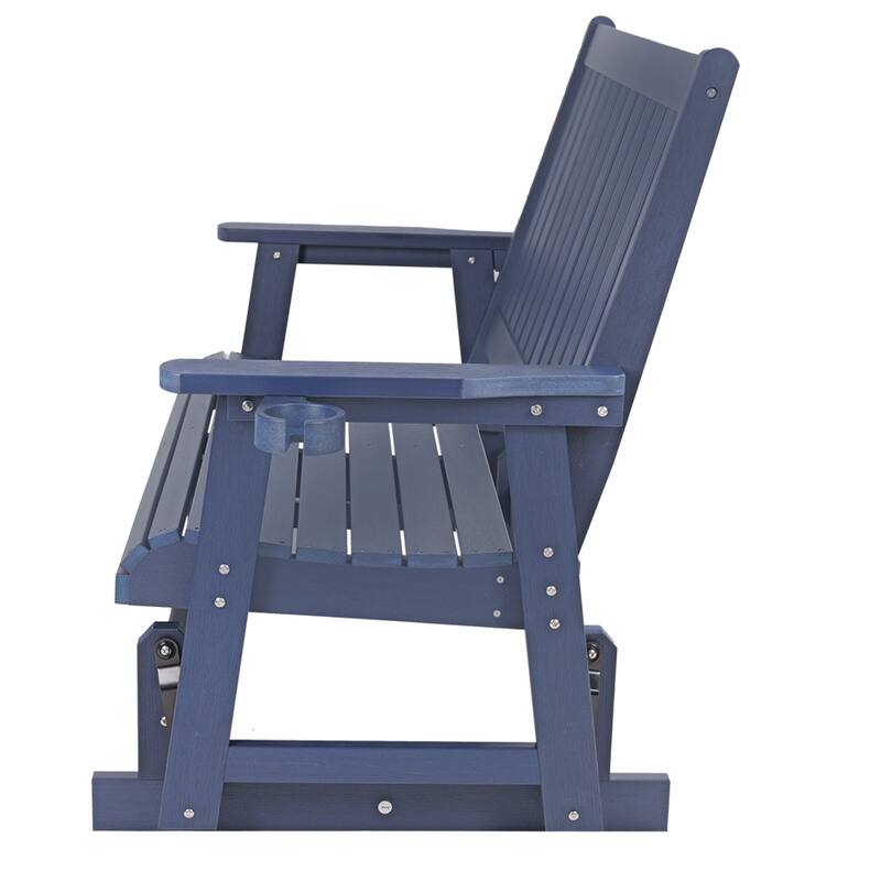 Fortune Candy HIPS Patio Glider 2-Seat with Cup Holders, Heavy Duty 900 LB, All-Weather Resistant