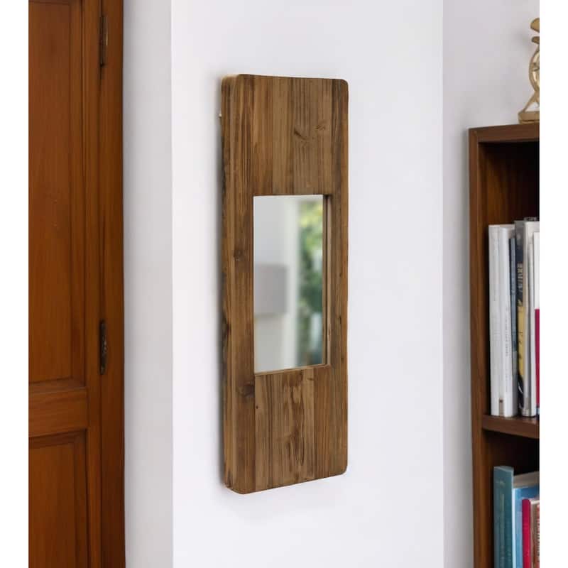 HomeRoots 29" Brown Wood Framed Accent Mirror - 10' X '29' X '1.5 - 10' X '29' X '1.5