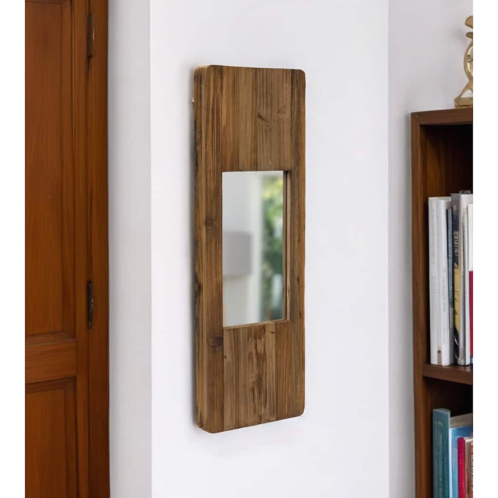 HomeRoots 29" Brown Wood Framed Accent Mirror - 10' X '29' X '1.5