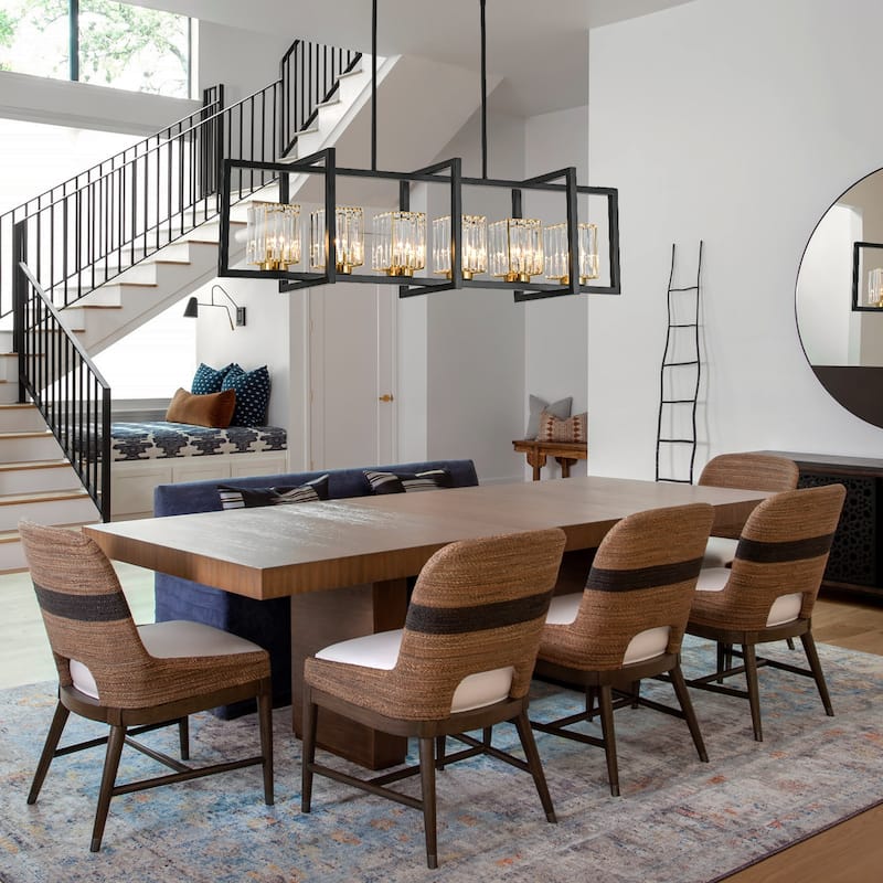 6-Light Modern Industrial Linear Crystal Kitchen Island Pendant Light - 43.3"