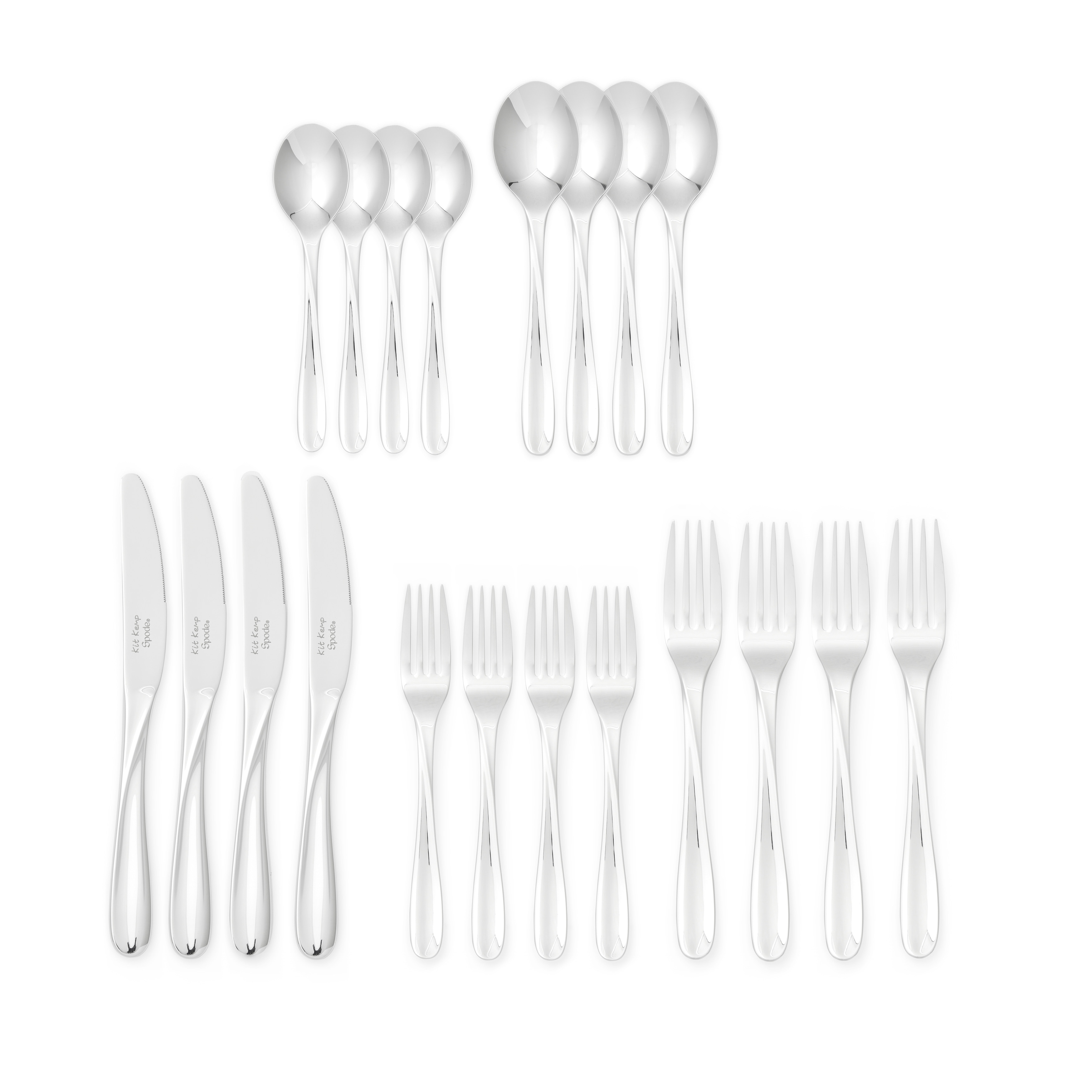 Kit Kemp for Spode Twist 20 Piece Cutlery Set Silver