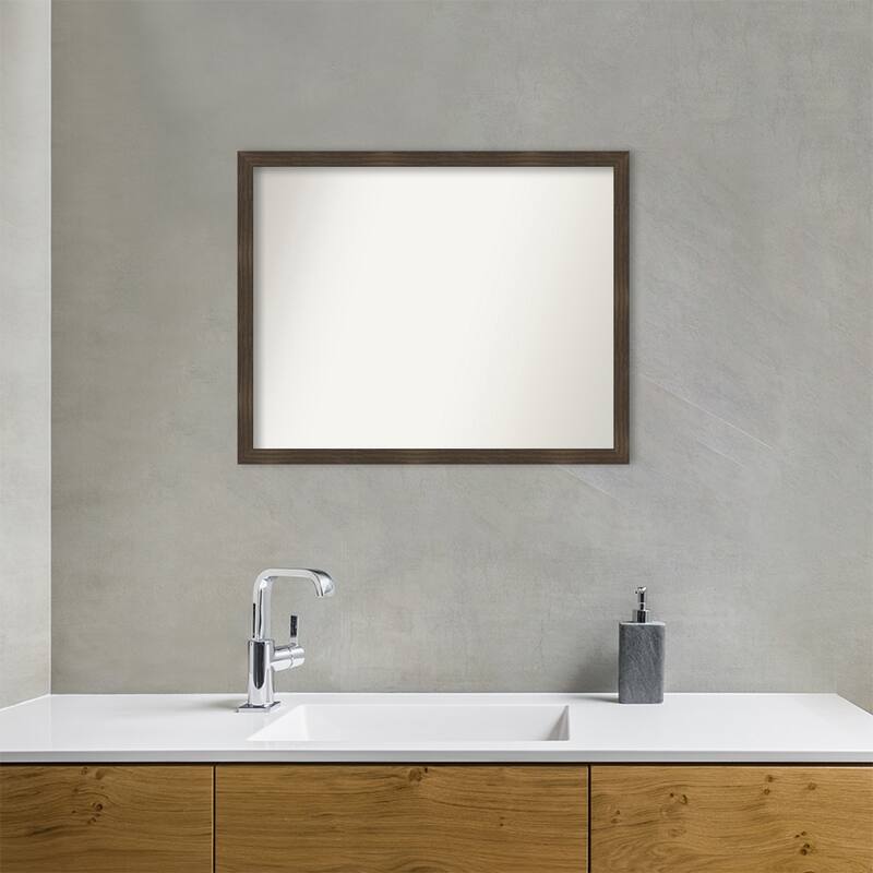 Woodgrain Stripe Non-Beveled Wood Framed Bathroom Vanity Wall Mirror