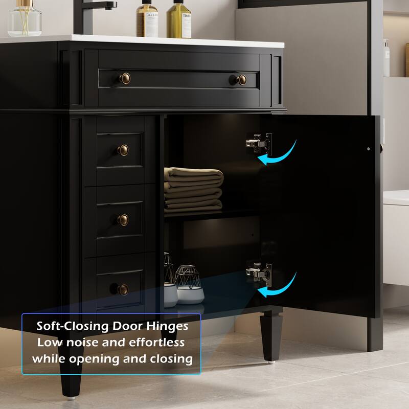 Retro Bathroom Vanity W/ Drop in Sink Combo Cabinet Set