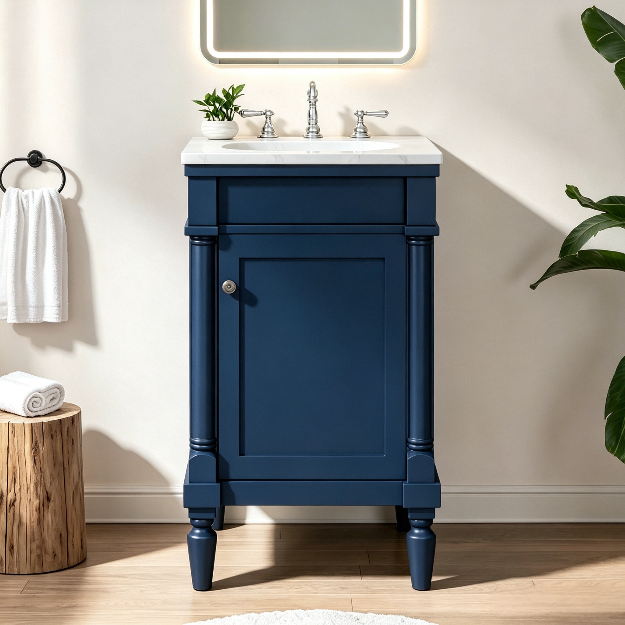 19-Inch Vintage Solid Wood Bathroom Vanity with Sink Legs Assembly Required