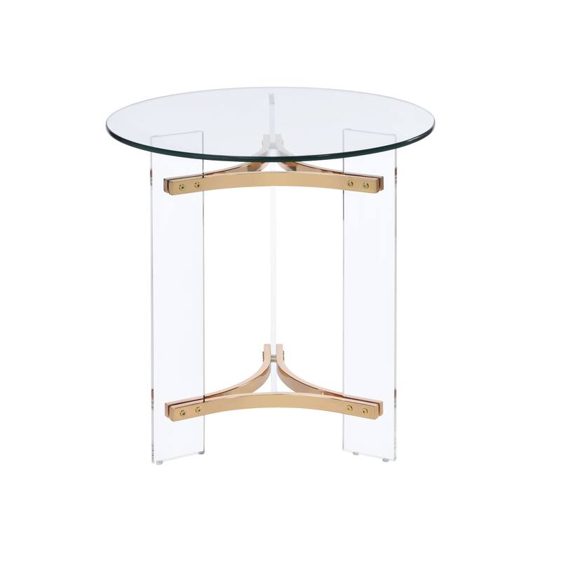 Modern and Durable End Table with Tempered Glass and Stylish Frame - Gold