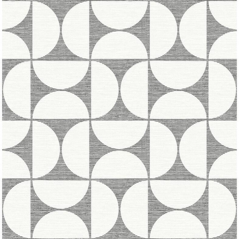 Brewster Brewster Deedee Black Geometric Faux Grasscloth Wallpaper - 20.5in x 396in x 0.025in