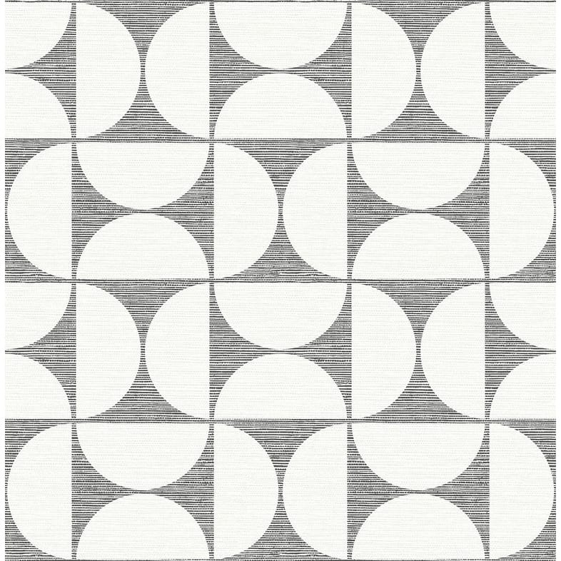 Brewster Brewster Deedee Black Geometric Faux Grasscloth Wallpaper - 20.5in x 396in x 0.025in