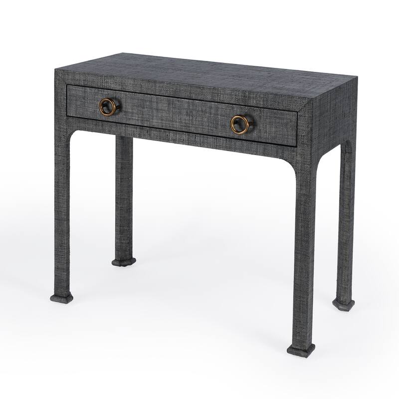 Chatham Raffia 1-Drawer Console Table - Charcoal Gray