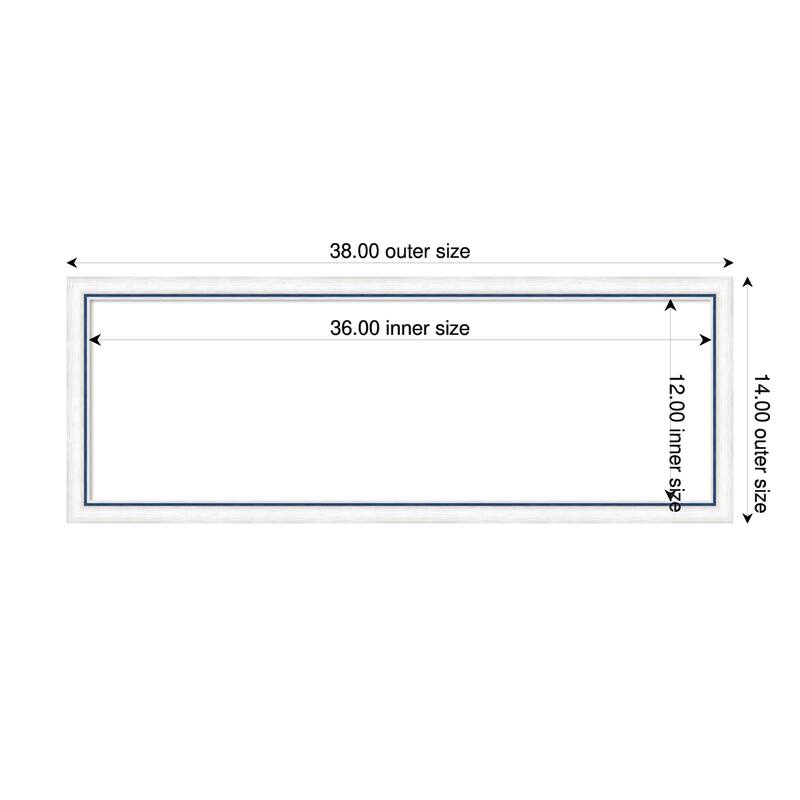 Amanti Art Morgan White Blue Framed Dry Erase Magnetic Board - 38 x 14 in - Morgan White Blue