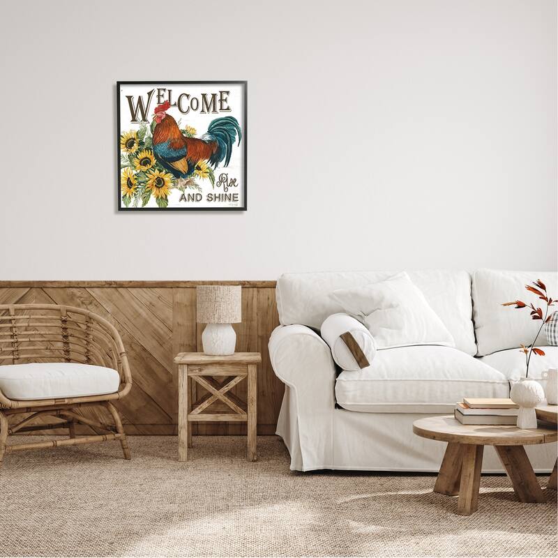 Stupell Rise & Shine Rooster Framed Giclee Art Design by Cindy Jacobs