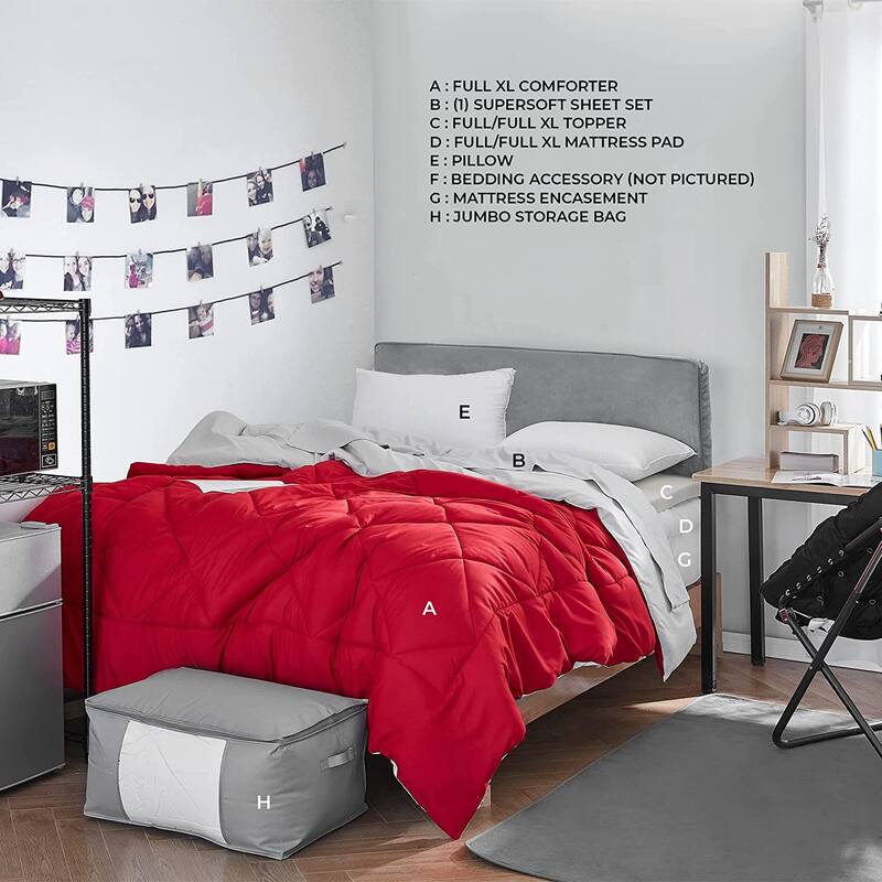 The Premium - Top 11 Dorm Bedding Necessities Package - Full Size