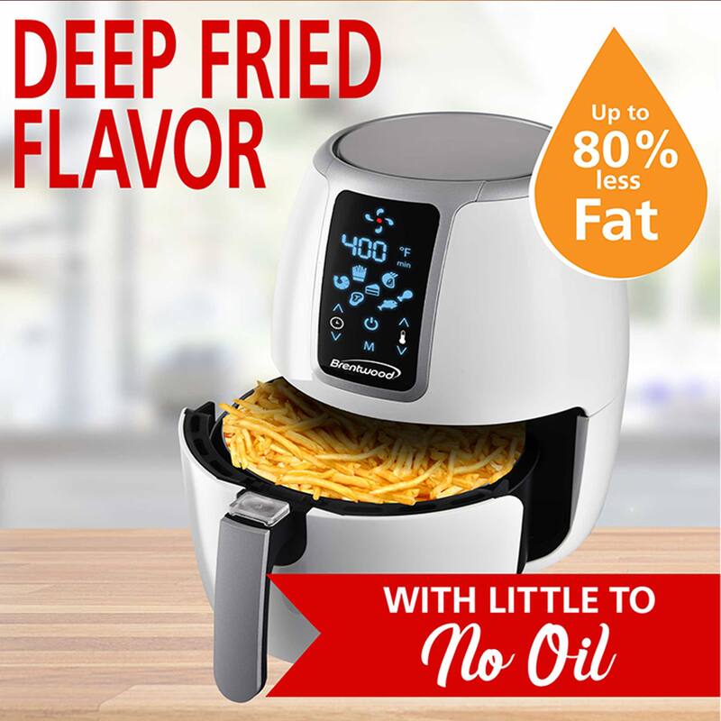 Brentwood Small 1400 Watt 4 Quart Electric Digital Air Fryer with Temperature Control in White - 4 Quart