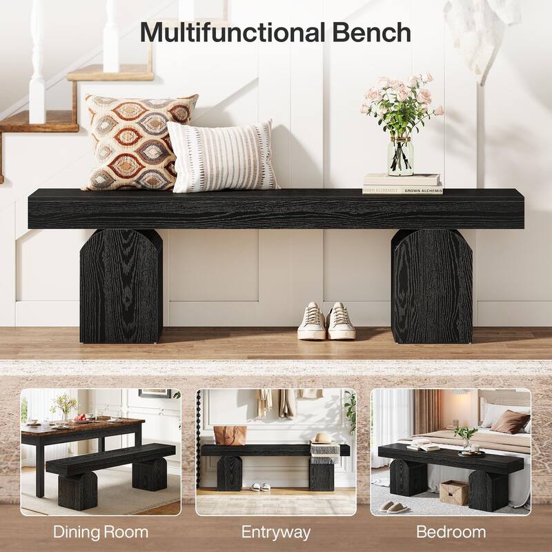 59" Entryway Bench Long Shoe Bench Wooden Indoor Bench - /