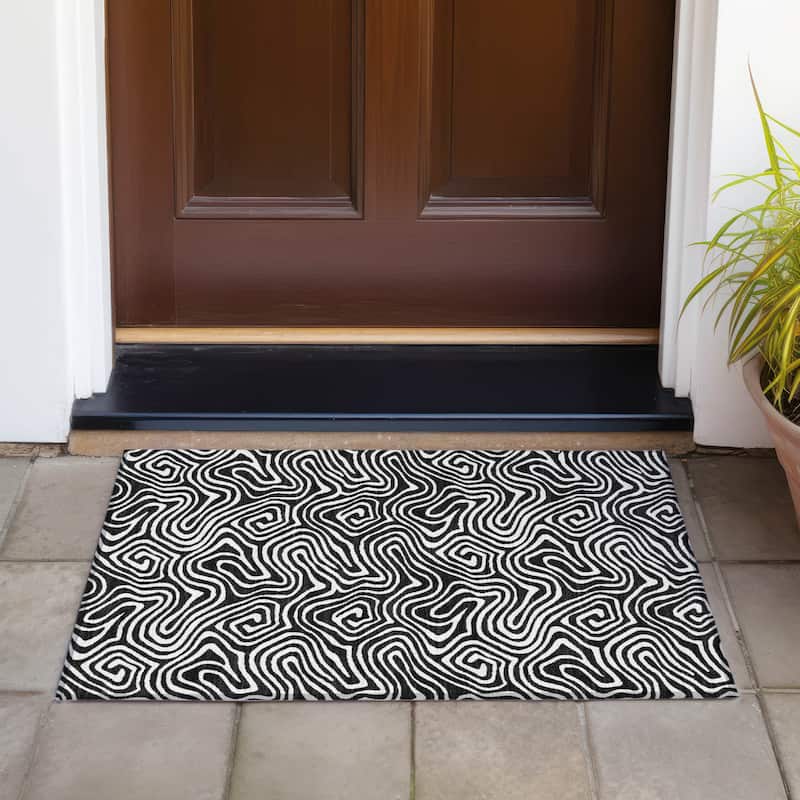 Machine Washable Indoor/ Outdoor Modern Trance Chantille Rug