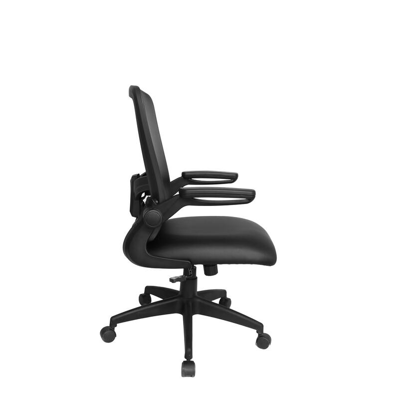 BOSS Antimicrobial Vinyl Flip Arm Task Chair - Black Antimicrobial Vinyl