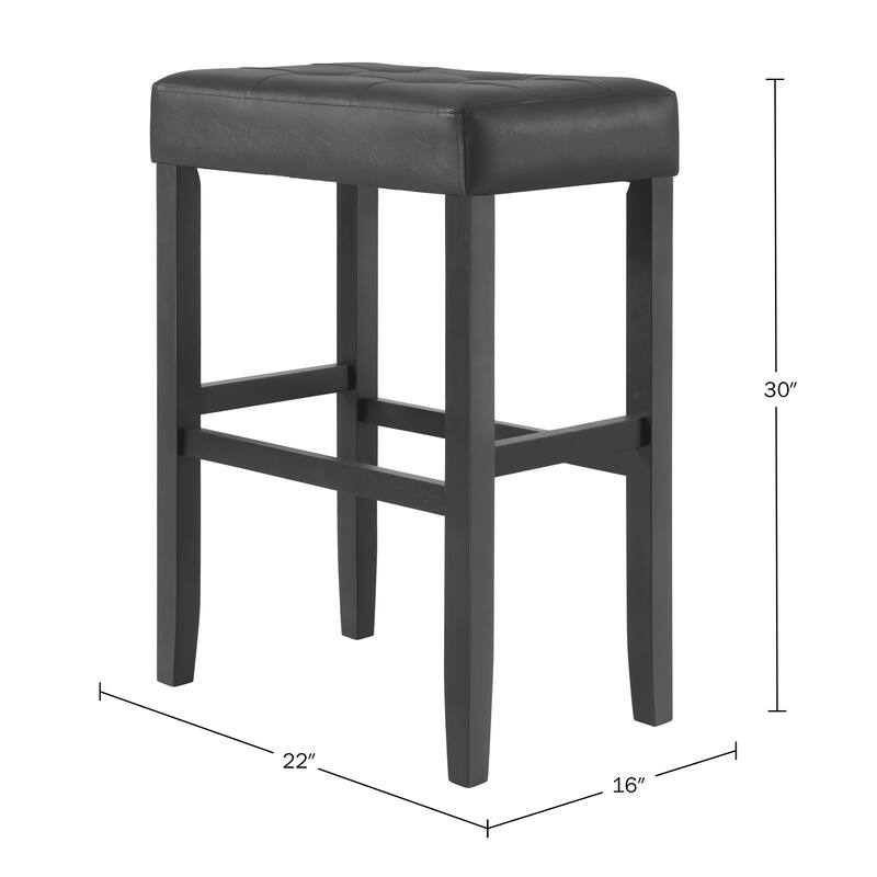 Madison Backless Bar Height Stool Black Finish with Black PU