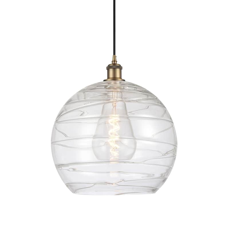 Innovations Lighting 516-1P-17-14 Athens Pendant Athens 14" Wide - Brushed Brass / Clear Deco Swirl