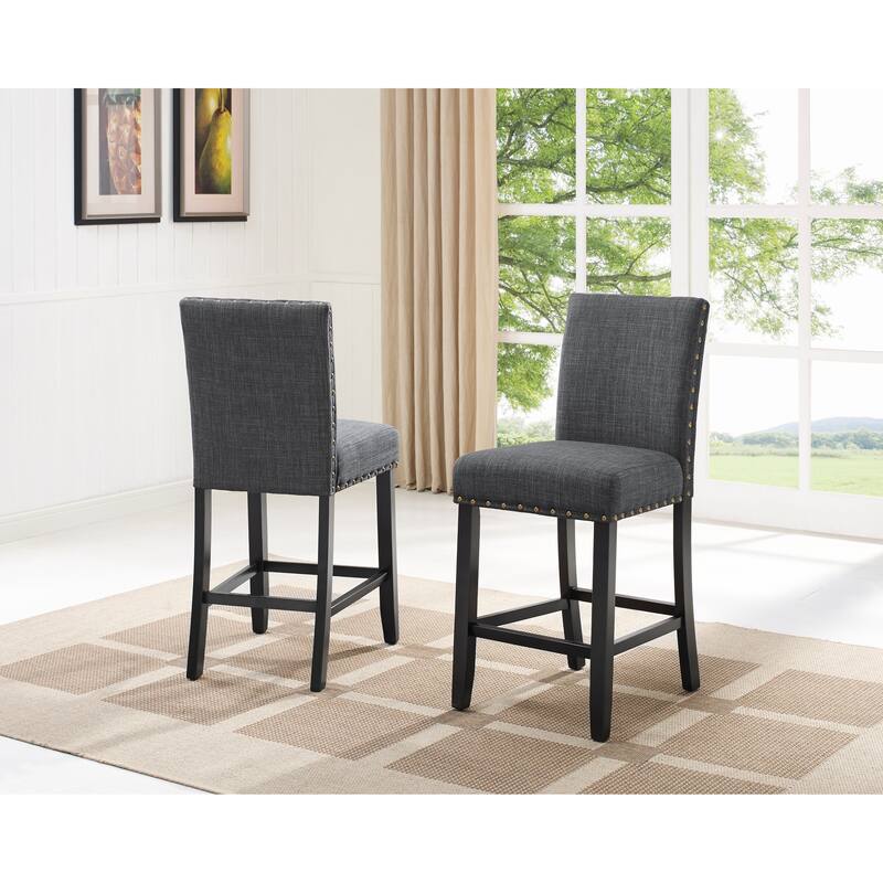 Round Dining Table Set Mid-Century Modern Dining Table Set Counter Height Dining Table and Chair Set with Nailhead Accents
