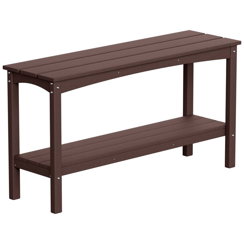 Laguna Hdpe All Weather Outdoor Patio Two Shelf Table - Dark Brown