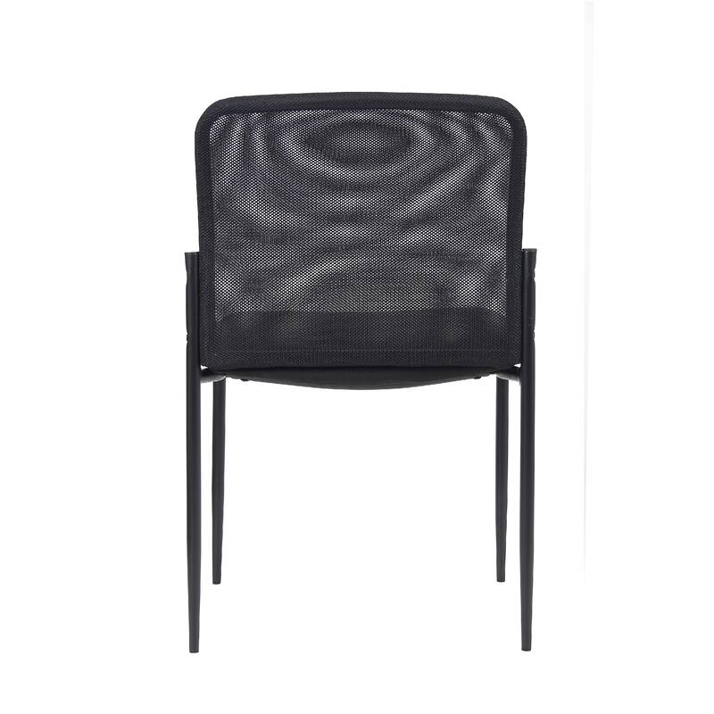 Vayu Stackable Guest Chair, Black Mesh, Soft Crepe Fabric