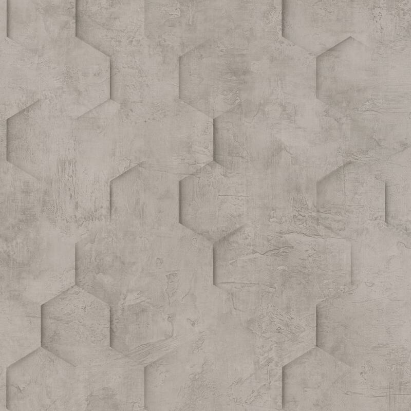 Galerie Wallcoverings The Loft Collection Geometric Hexagon Matte Finish Vinyl on Non-woven Wallpaper Roll - 33-feet long x 21-inches wide - Brown