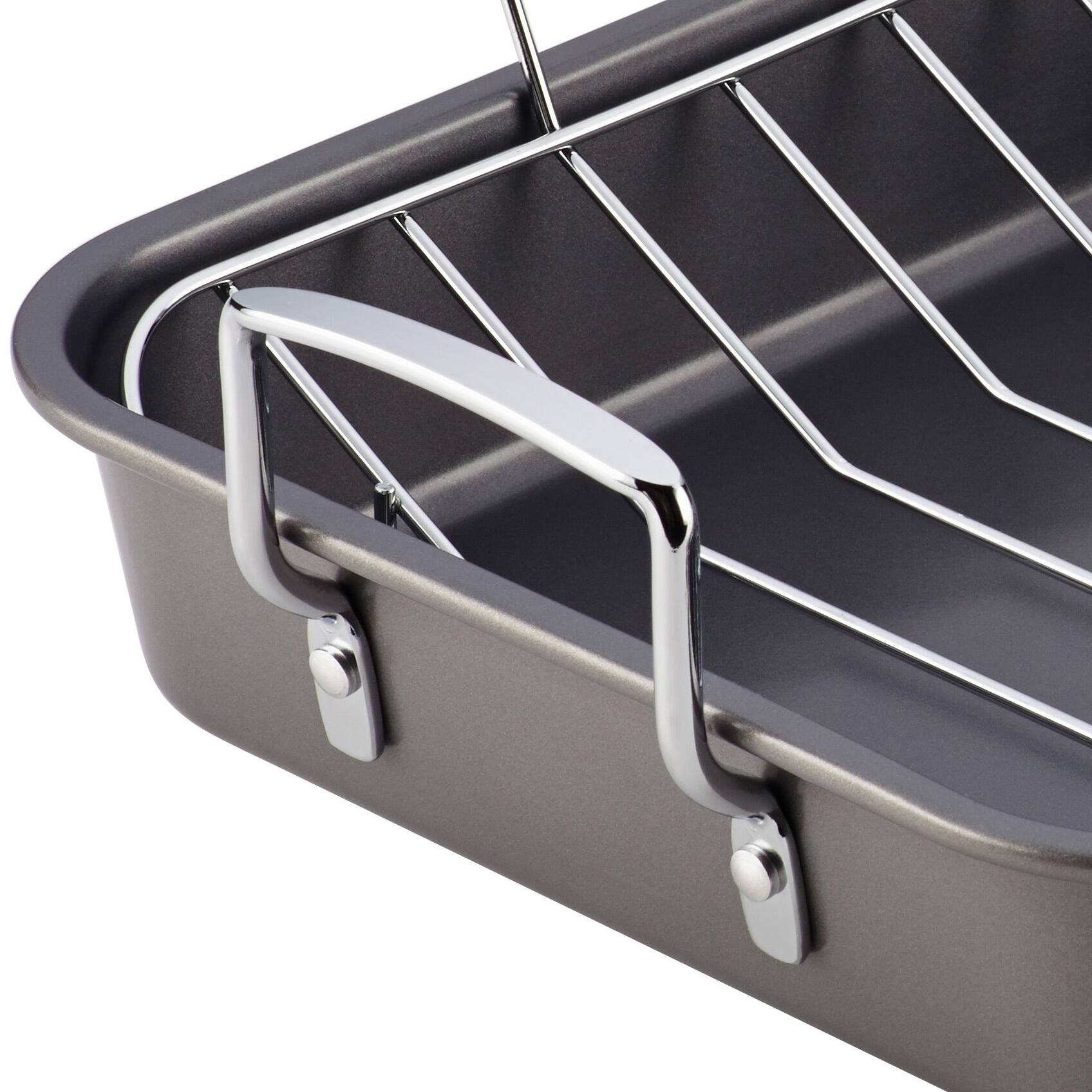 Farberware Nonstick Bakeware Roaster with Rack, 12Inch x 16Inch, Gray