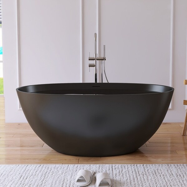 Alvana 55'' x 29.5'' Freestanding Soaking Solid Surface Bathtub