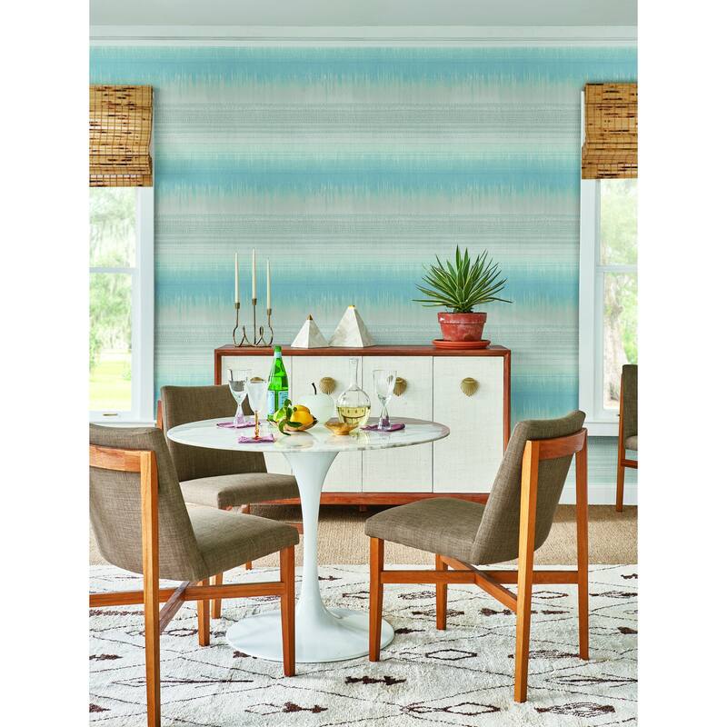 Eaubonne Blue Unpasted Paper Unpasted Bohemian Desert Textile Wallpaper Covers about 60.75 sq. ft.