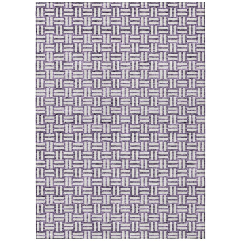 Machine Washable Indoor/ Outdoor Chantille Contempory Crosshatch Rug