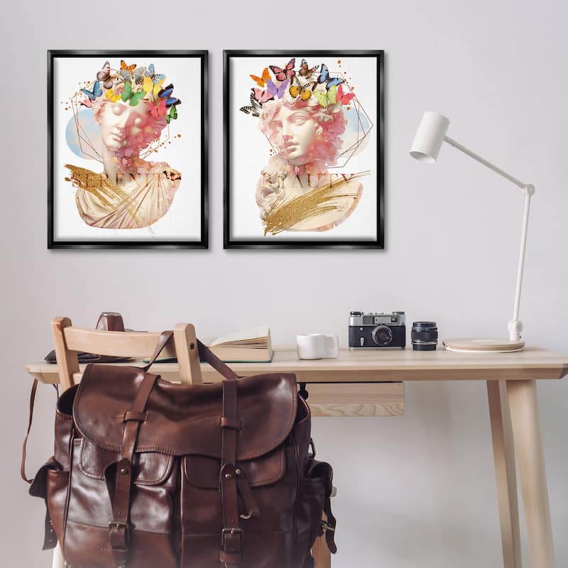 Stupell Serenity & Beauty Glam Collages Framed Floater Canvas Wall Art Design By Susan Arnot (Set of 2)