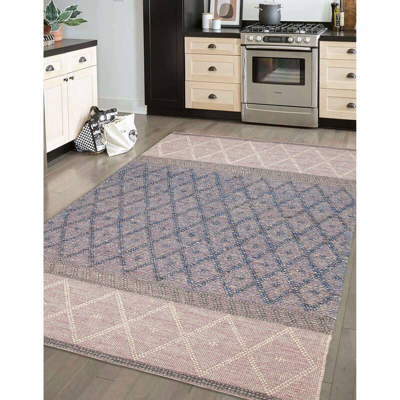 ECARPETGALLERY Braid weave Sienna Pink Wool Rug - 6'2 x 8'11