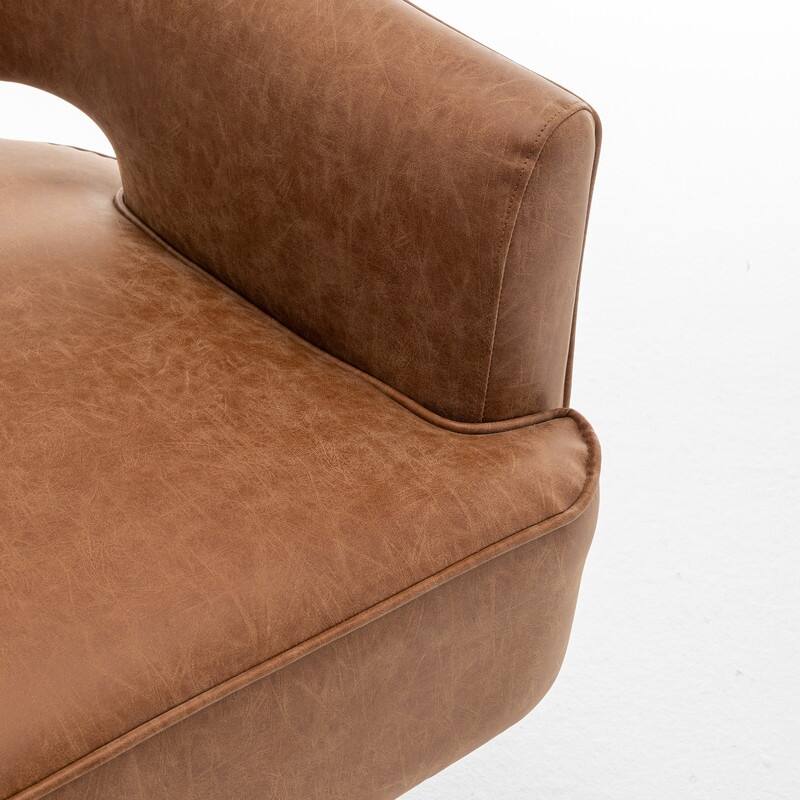 SEYNAR Modern PU Leather 360 Degree Swivel Accent Barrel Chair Set of 2