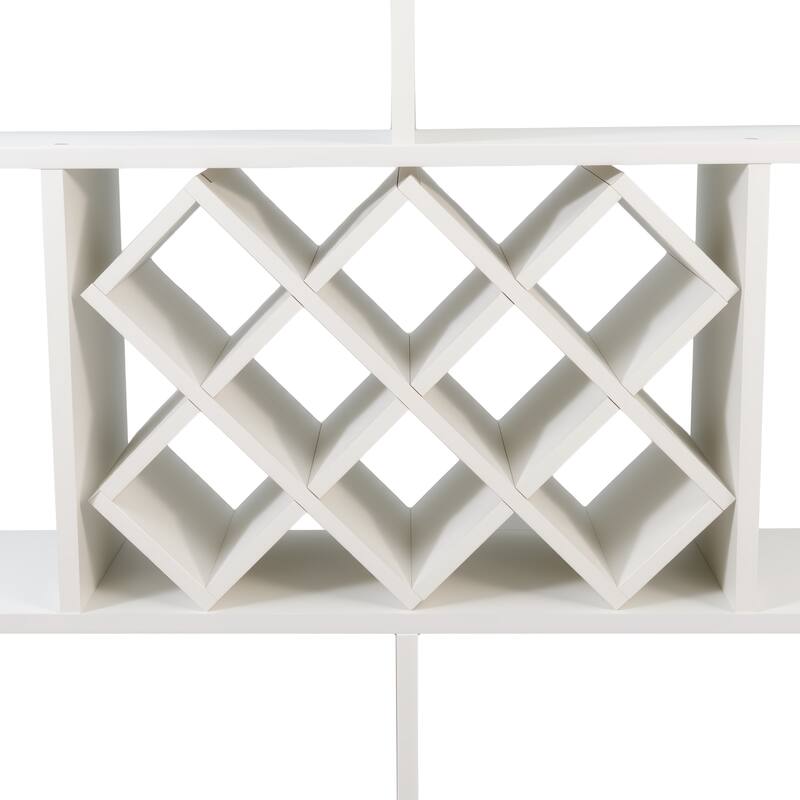 Roomfitters Wall-Mounted Wine Rack with Glass Holder, 3-Tier Wooden Bottle Storage Shelf for Home Bar or Dining Room