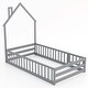 preview thumbnail 4 of 18, Twin Size House Shape Floor Bed with Lockable Door and Full-Length Guardrail