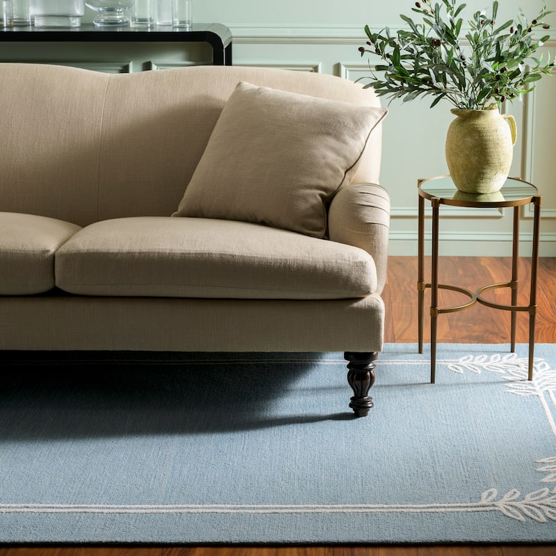 Martha Stewart by SAFAVIEH Handmade Tovah Wool Rug - 6' Square - Light Blue/Ivory