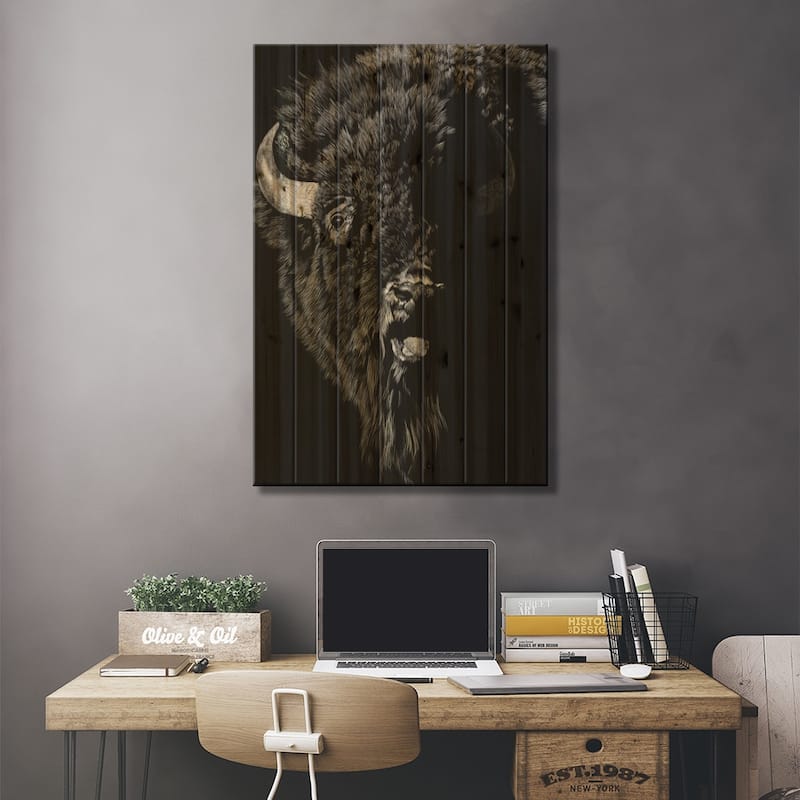 Wild Scratchboard IV Print On Wood by Julie T. Chapman - Multi-Color