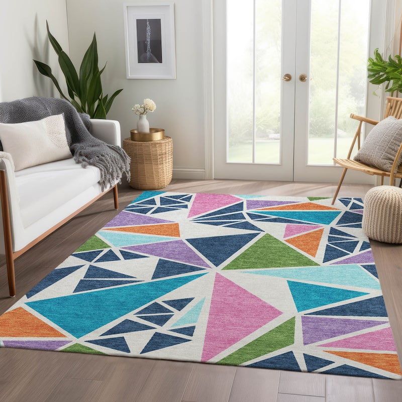 Premium Washable Super Soft Contemporary Mosaic Mayfield Rug