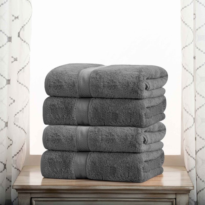Superior Egyptian Cotton Pile Heavyweight Bath Towel Set of 4 - Charcoal