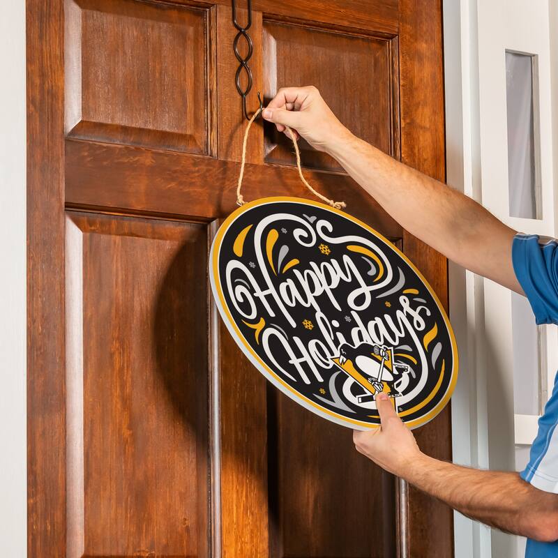 Pittsburgh Penguins 18" x 18" Happy Holidays Door Décor Wall Sign - 18" x 18"